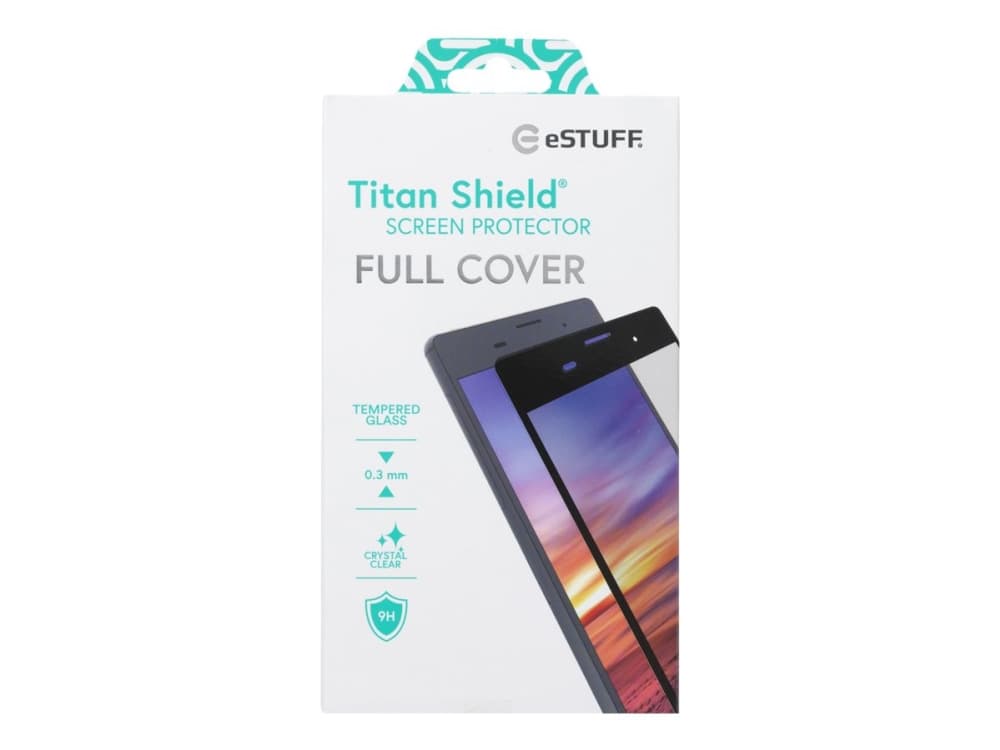 eSTUFF Titan Shield Fullcover - Skjermbeskyttelse for mobiltelefon - svart, blank - for Xiaomi Redmi Note 8