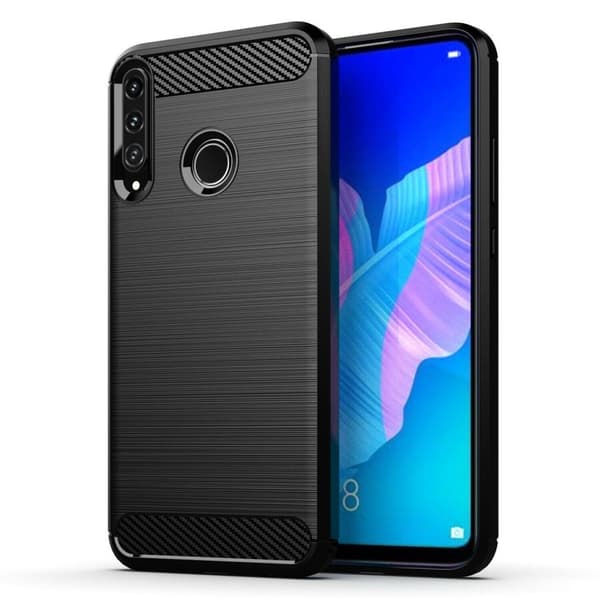 Huawei P40 Lite E - Flexibel Carbon Mjuk TPU Skal - Svart