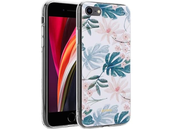 Crong Flower-deksel – iPhone SE (2022/2020) / 8/7-deksel (hvit og blå)