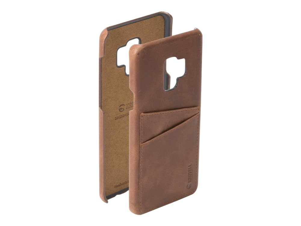 Krusell Sunne 2 Card Cover - Baksidesskydd för mobiltelefon - genuint läder - vintage konjak - för Samsung Galaxy S9