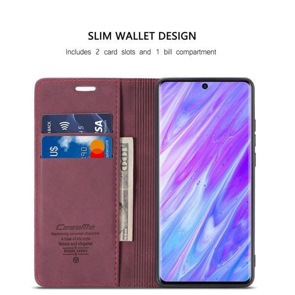 CaseMe 0013 plånbok Läderfodral  för Samsung A51 svart