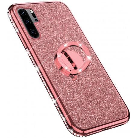 Huawei P30 Pro Eksklusiv Støddæmper Cover med Ringholder Rhinestone