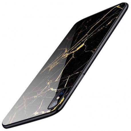 iPhone XR Exclusive Marble Shell 9H hærdet glas tilbage Glassback®