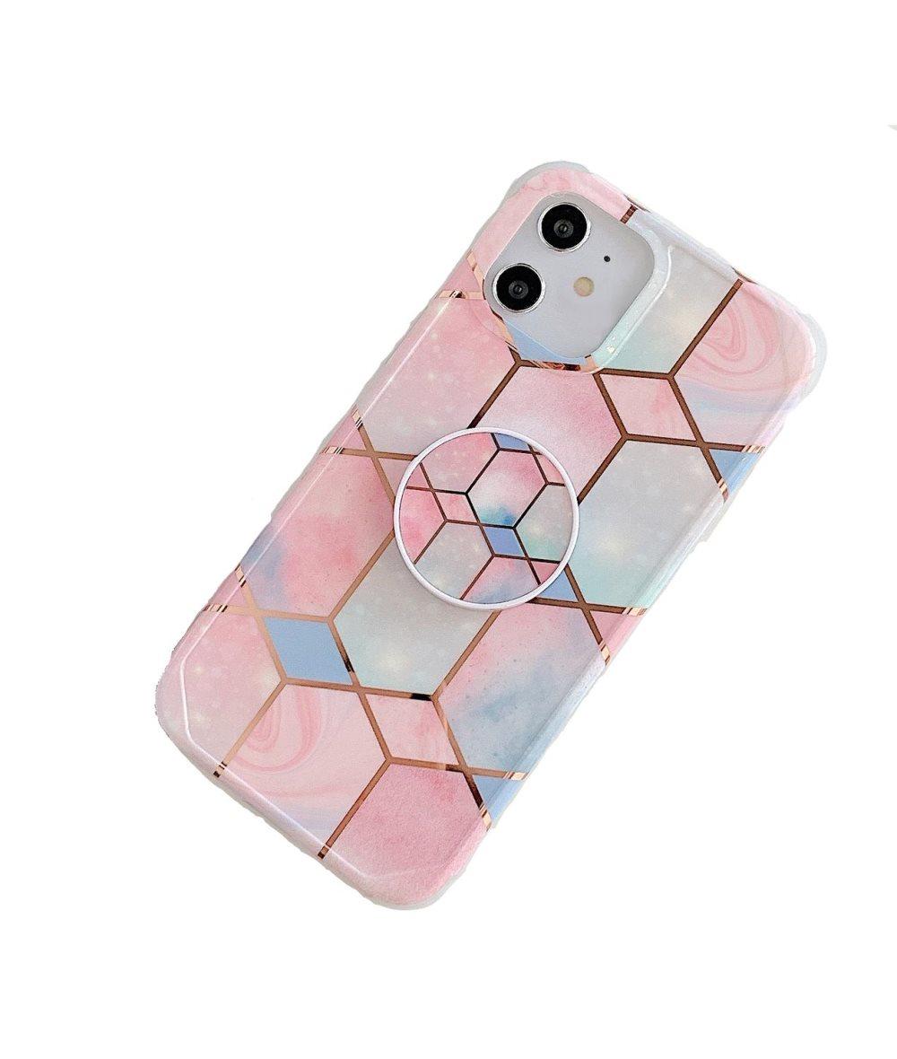 Stöttåligt mobilskal med hållare, till iPhone 11 - Rosa/Blå