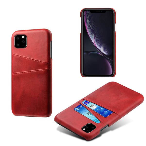 Iphone 11 Pro Max skydd skal fodral skinn läder kort visa amex