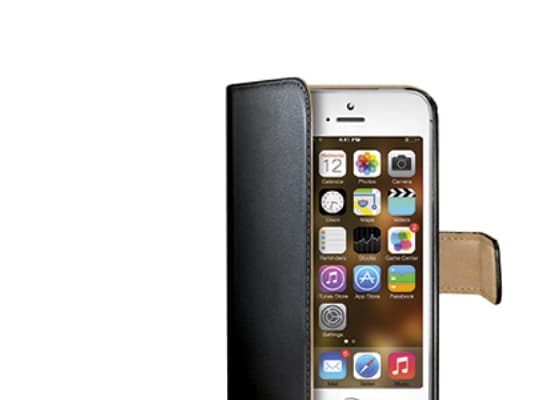 CELLY WALLY185 - Lommebok for mobiltelefon - økolær - svart - for Apple iPhone 5, 5s