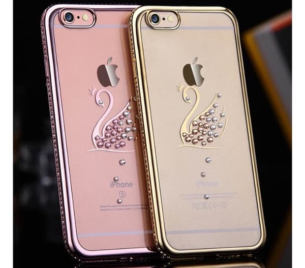 iPhone 6/6S Plus - Stilrent silikonskal (Svanmotiv) Guld