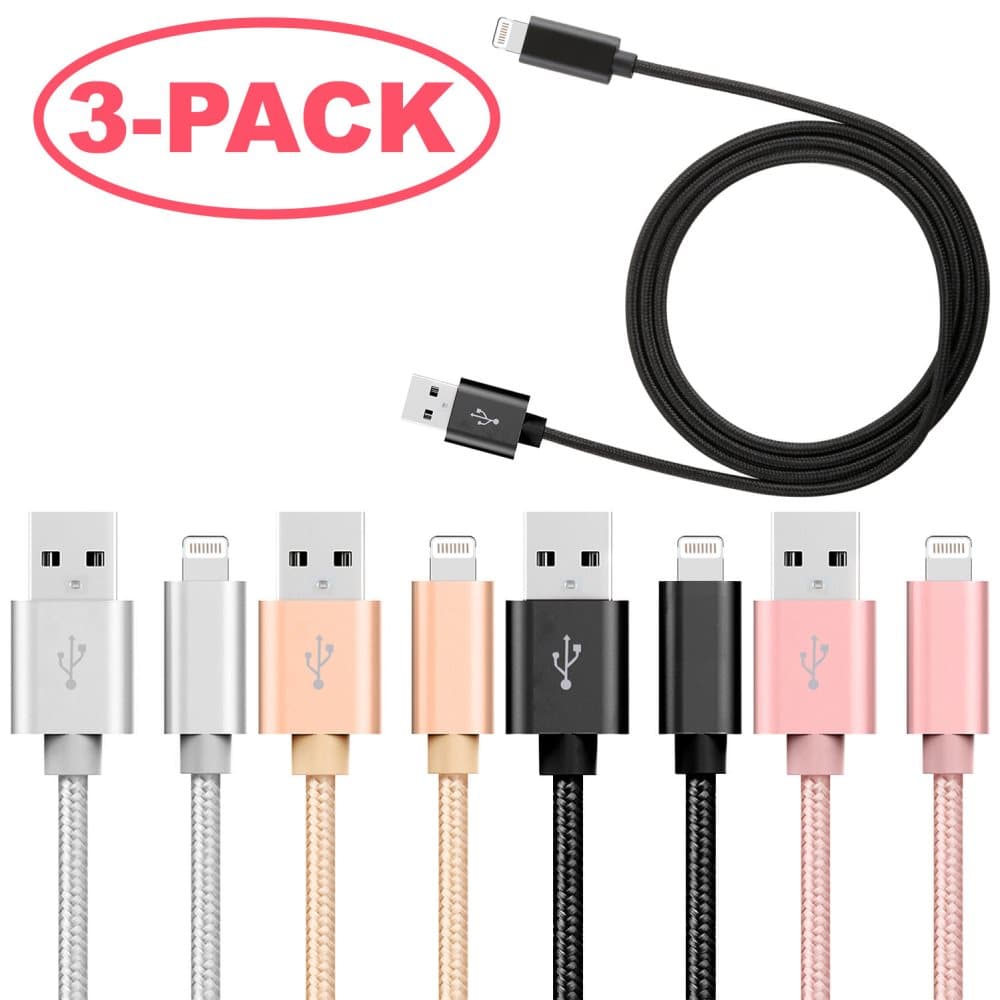 3-Pack 3m Laddare till iPhone / Apple - Fast Charge - Flätad