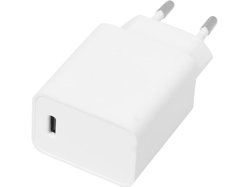 eSTUFF - Strømadapter - AC 230 V - 18 watt - Europa - matt hvit - for Apple 11-inch iPad Pro; 12.9-inch iPad Pro; iPhone 8, 8 Plus, X, XR, XS, XS Max
