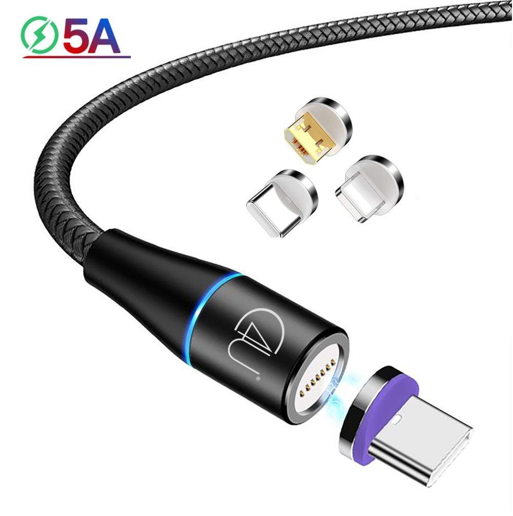 3i1-magneettinen latauskaapeli Pikalataus 5A SuperCharge IOS Android