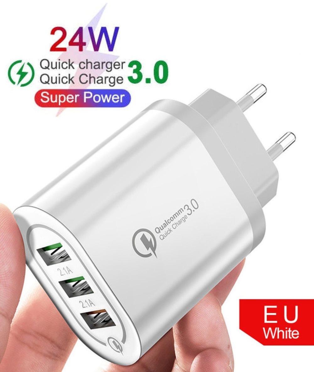 C4U - 4.8A Vægoplader Kontakt 24W - 3 X usb-stik
