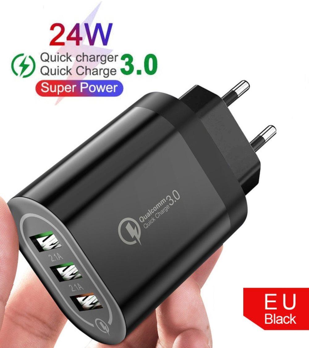 C4U® - 4.8A Väggladdare Kontakt 24W - 3 X usb uttag