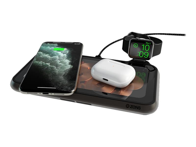 Zens Liberty - Glass Limited Edition - trådløs ladepute + AC-strømadapter - 30 watt - 2.4 A - Apple Fast Charge, FC - 2 utgangskontakter