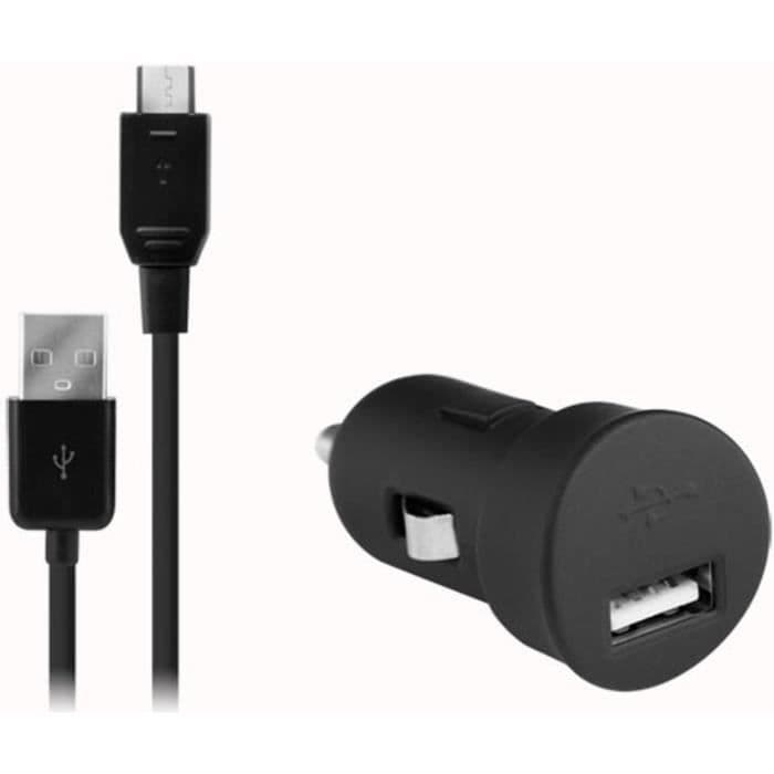 BBC Mini cigarettænderoplader 1A + MicroUSB-kabel - sort