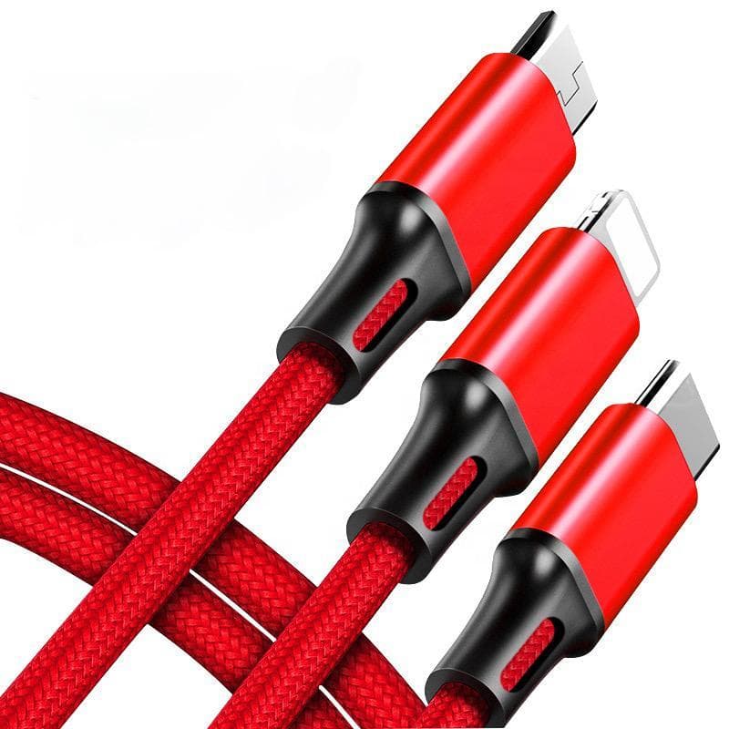 Triple oplader til ALLE mobiltelefoner iPhone, Type C & Micro USB