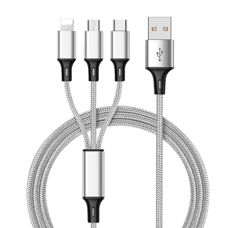 Kolminkertainen laturi kaikille iPhone-matkapuhelimille, tyyppi C & Micro USB