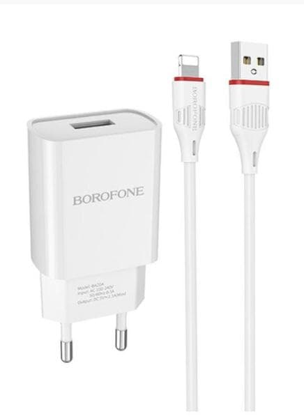 Borofone BA20A vägladdare med 1 m iphone kabel svart