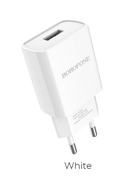 Borofone BA20A vägladdare med 1 m iphone kabel svart