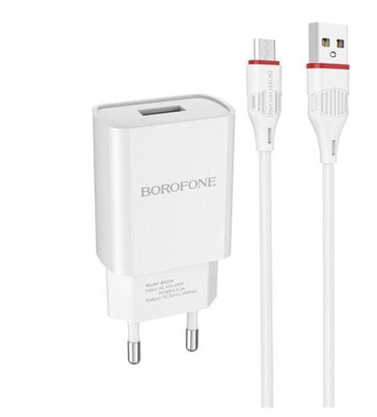 Borofone vägladdare med 1 m micro-usb laddare vit