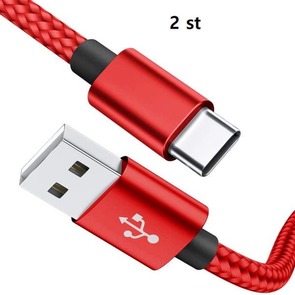 2 st 3 m top kvalitet  USB-C färgade kabel rosa