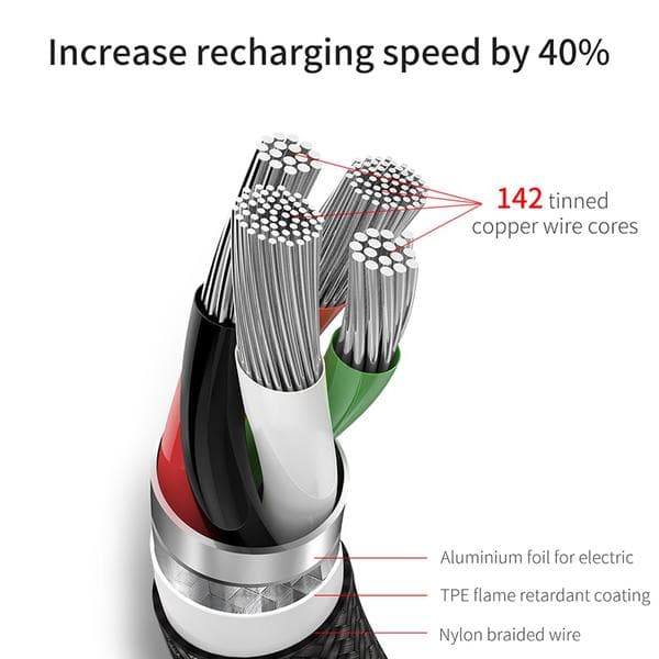 Extra lång  5M iphone  baseus kabel svart