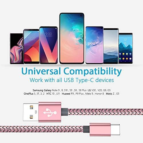 3 st hög kvalitet 1 m  usb-c rosa