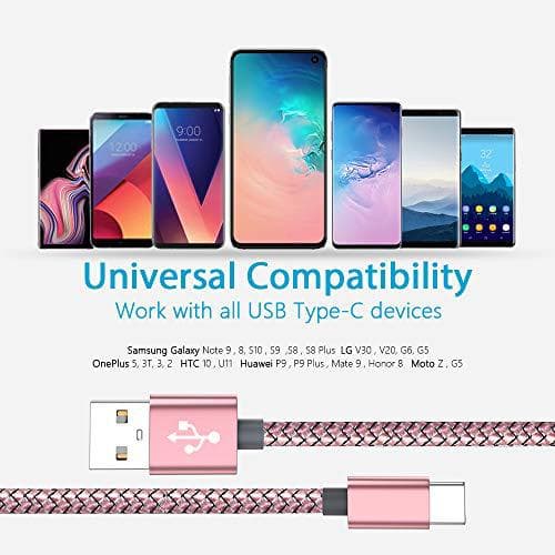 3 st hög kvalitet 2 m usb-c rosa