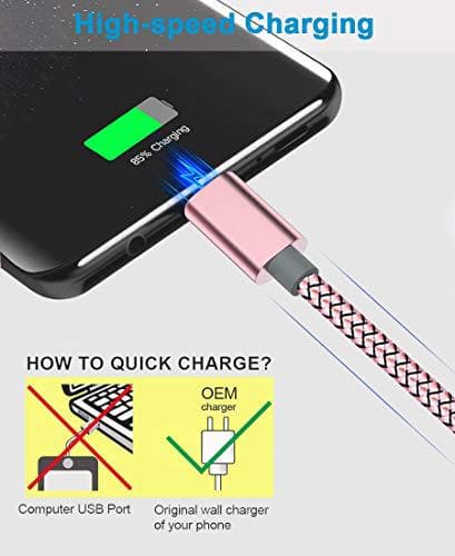 3 st hög kvalitet 2 m usb-c rosa