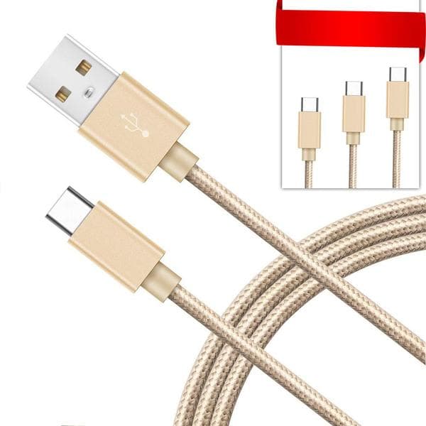 3 st hög kvalitet 2 m usb-c rosa
