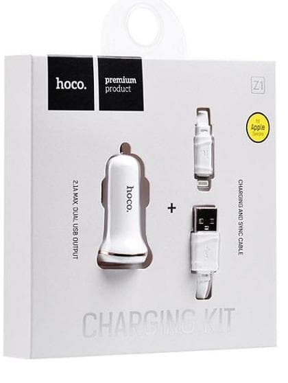 Duo 2.1A USB Billaddare med iPhone-kabel