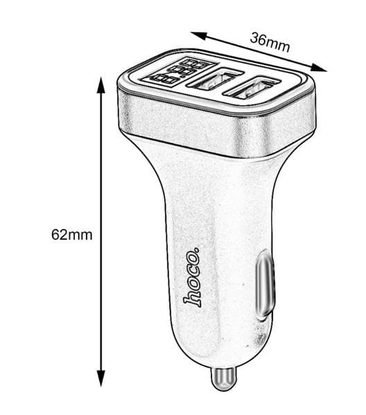 snabb billaddare HOCO Z3-2U Dual USB-portar vit