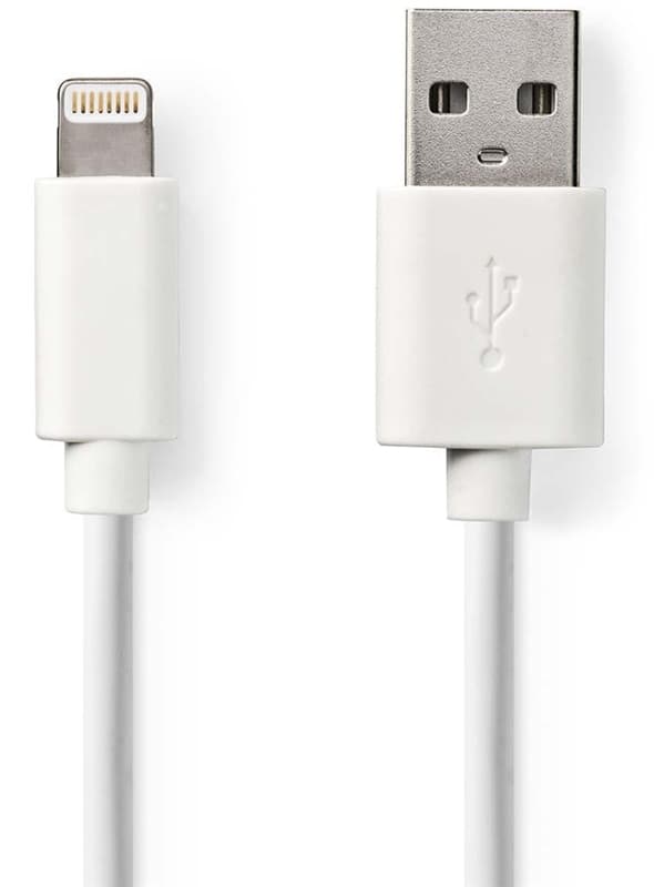 Synk- och laddningskabel lightning-USB 3m, Vit