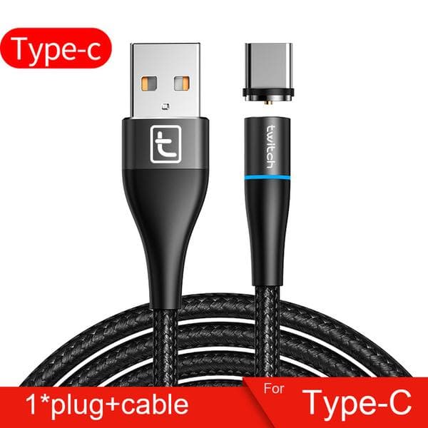 1m Twitch Magnetisk  USB-C kabel svart