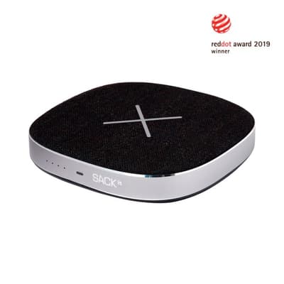 CHARGEit powerbank og trådløs Qi oplader med aluminiums ramme. Sort