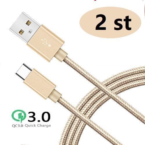 2 st super kvalitet 3 m  usb-c svart