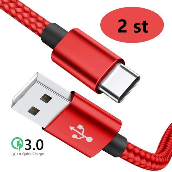 2 st super kvalitet 3 m  usb-c svart Röd