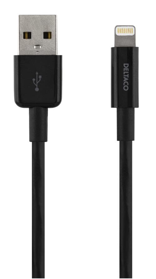 USB-synk-/laddarkabel till iPad, iPhone och iPod från Deltaco