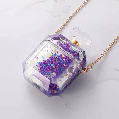 Parfymeflaske til airpod taske med flydende glitter