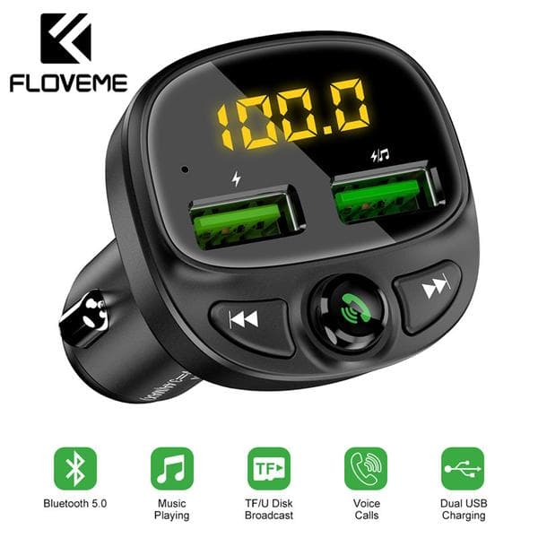 FLOVEME USB-billaddare med Bluetooth trådlös FM-sändare