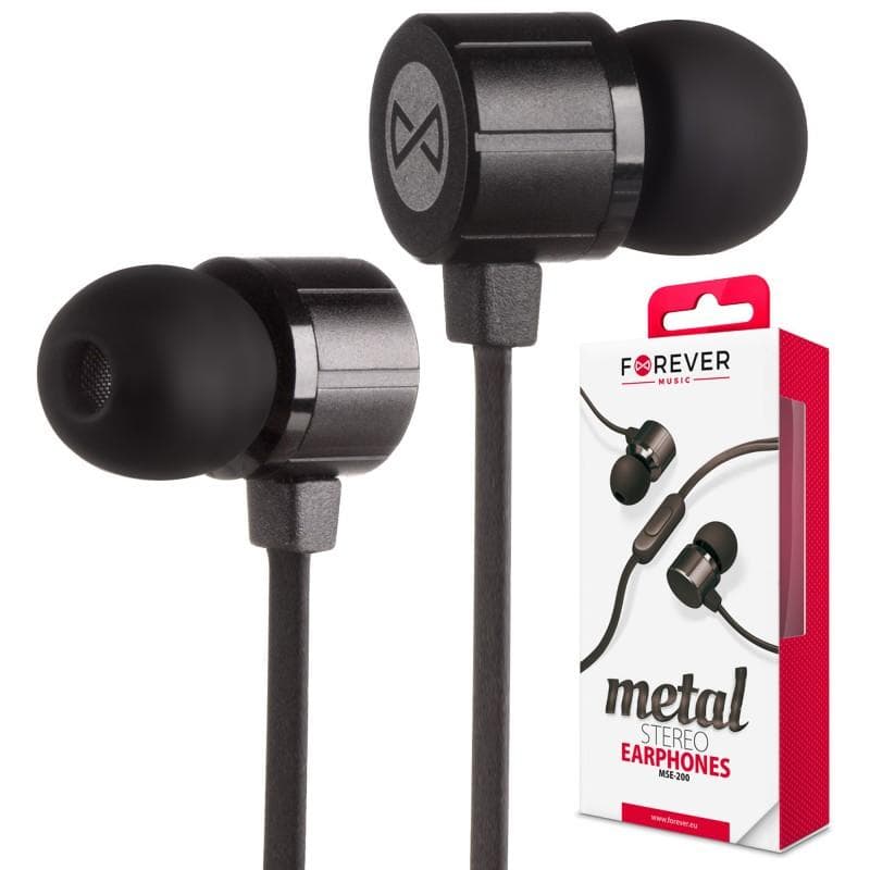 Forever Metallic Stereo MSE-200 Hörlurar med Mikrofon - Svart