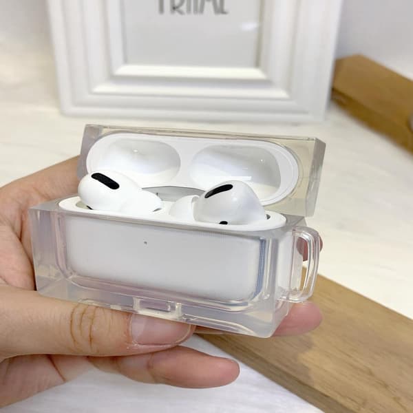 Firkantet etui til Airpods Pro i krystal + krog