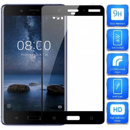 2-PACK Nokia 8 FullFrame 0,26 mm 2,5D 9H hærdet glas