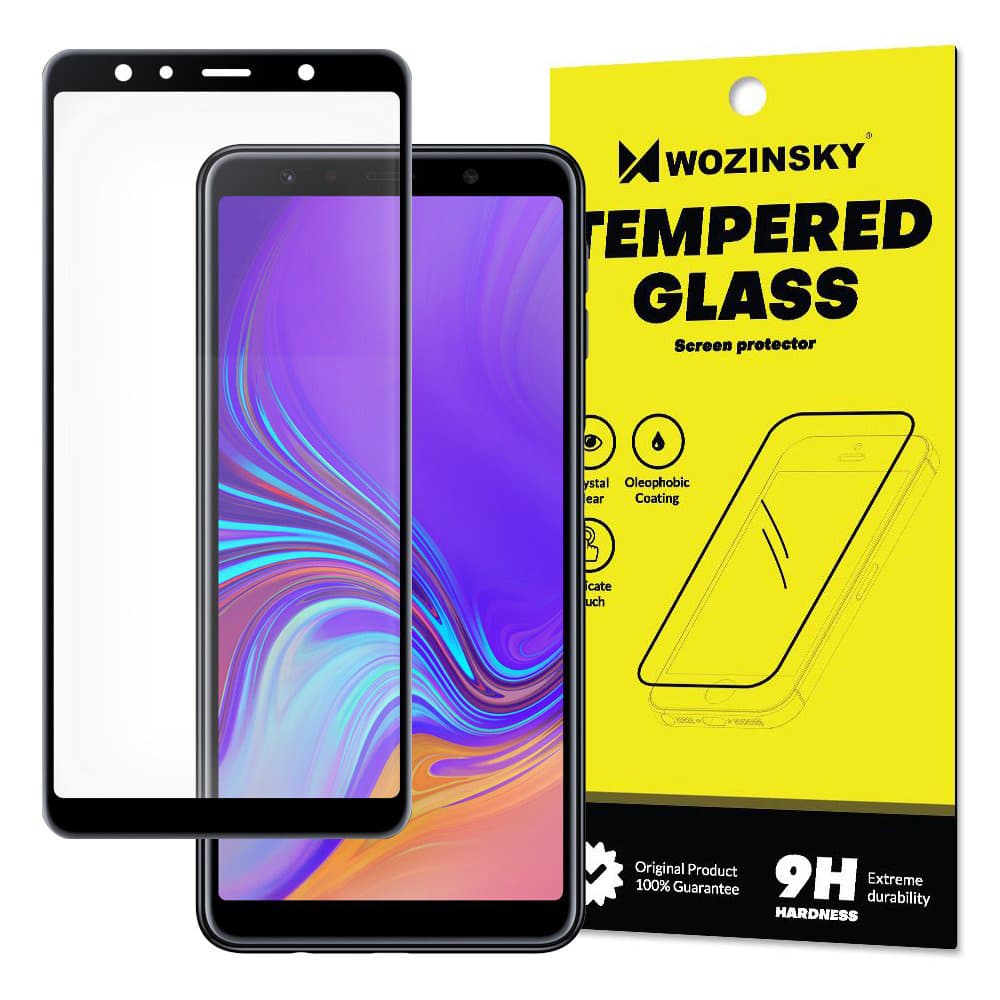 FULL SIZE Samsung A7-2018 PANSERGLAS – SORT