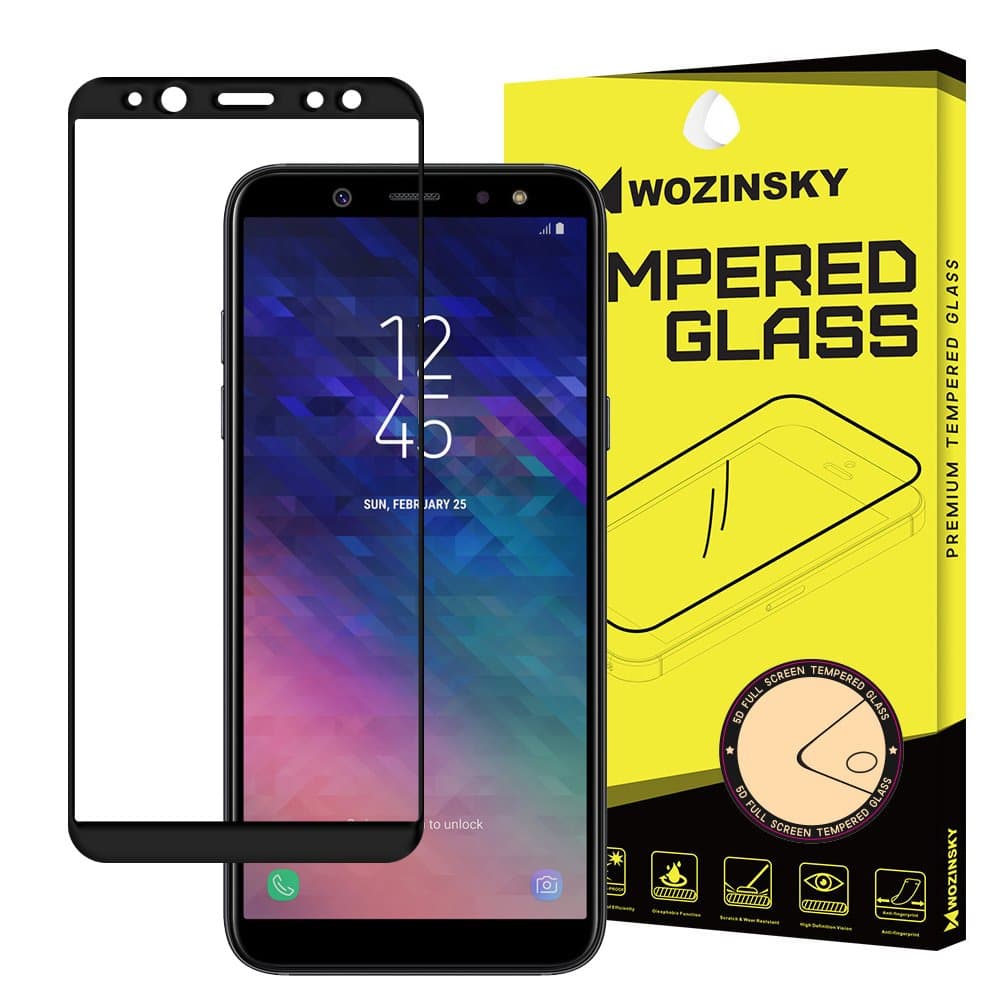 FULL SIZE Samsung A6-2018 PANSERGLAS – SORT