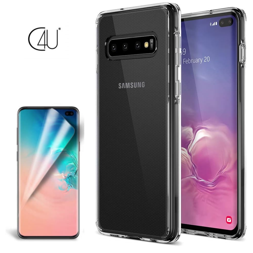 Samsung Galaxy S10+ TPU taske + fuld skærmbeskytter PET C4U®