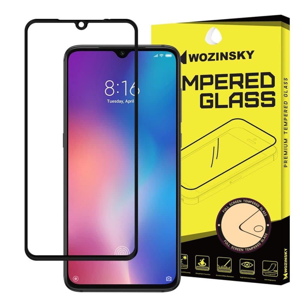 FULL SIZE Xiaomi MI 9 PANSERGLAS – SORT