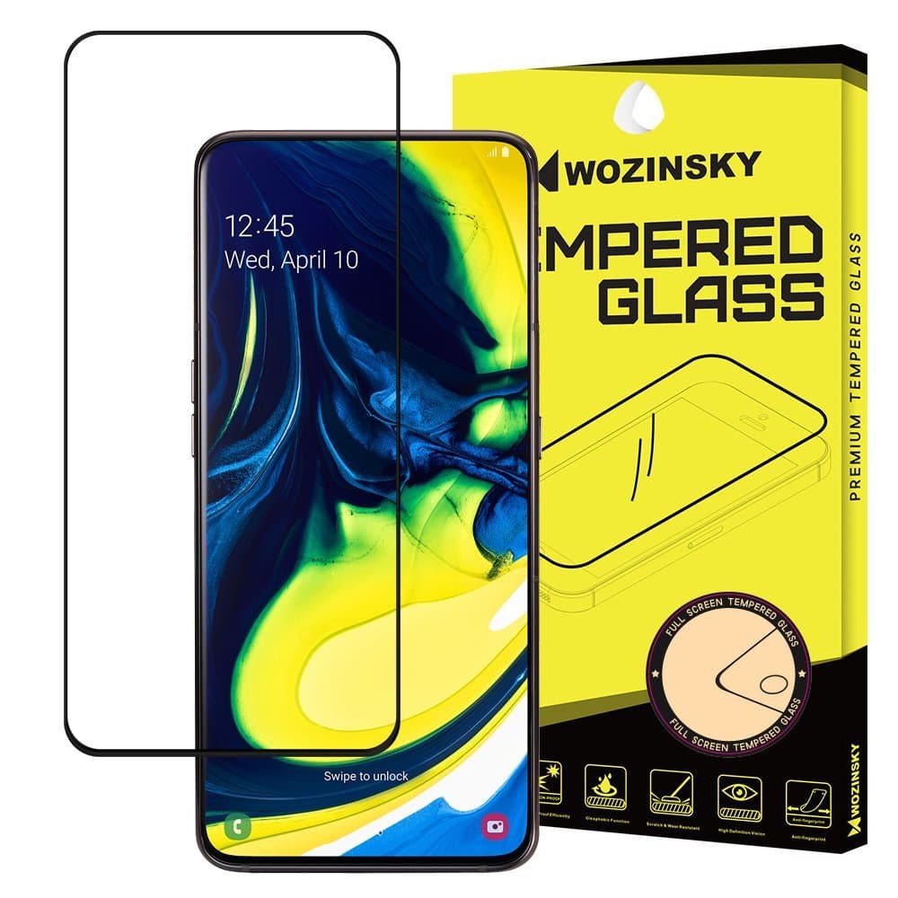 FULL SIZE Samsung A80 PANSERGLAS – SORT