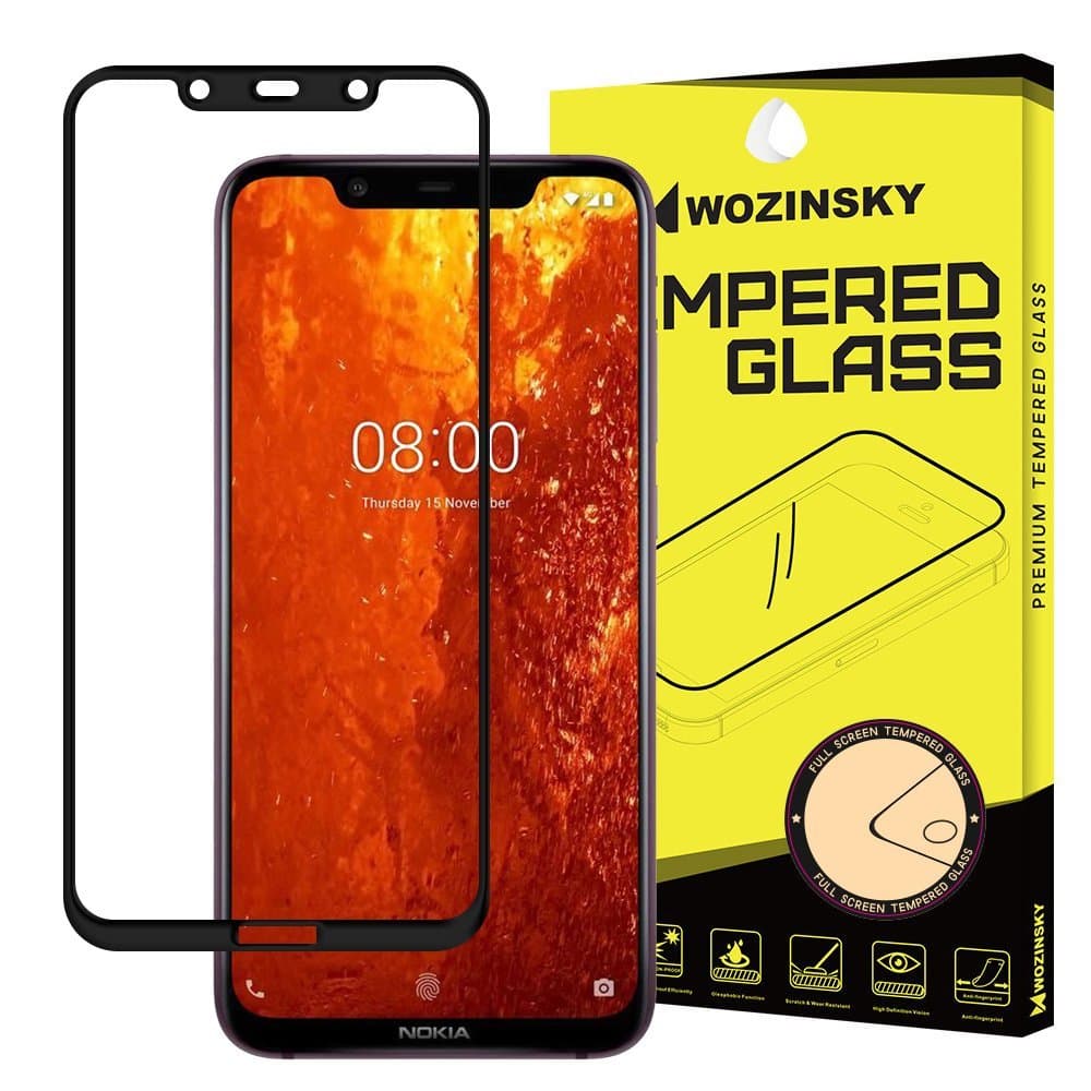 FULL SIZE Nokia 8.1 PANSERGLAS – SORT