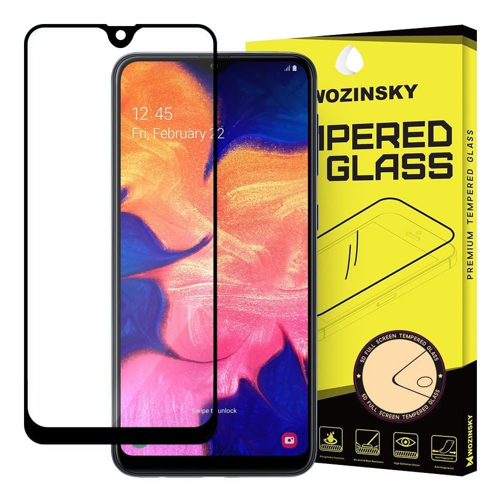 FULL SIZE Samsung A10 PANSERGLAS – SORT
