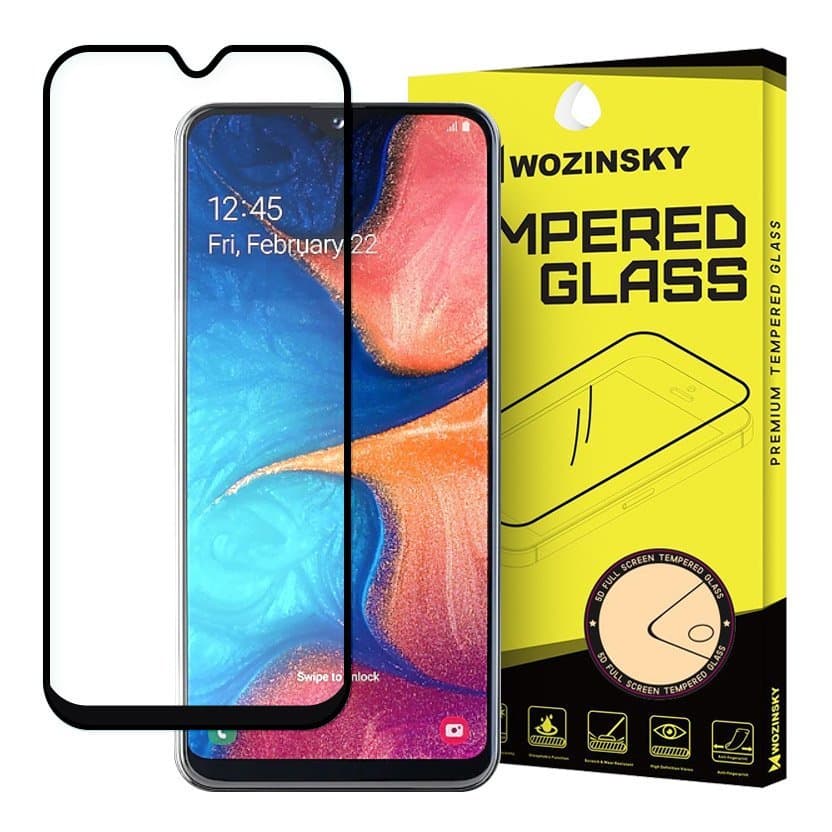 FULL SIZE Samsung A20e PANSERGLAS – SORT